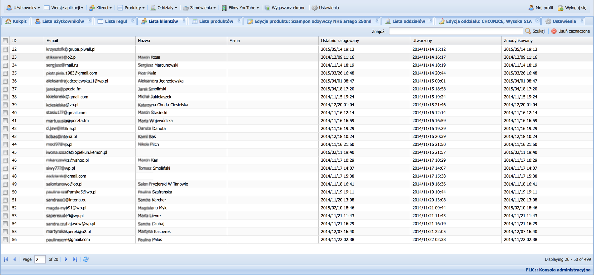 Fale Loki Koki - lista klientów