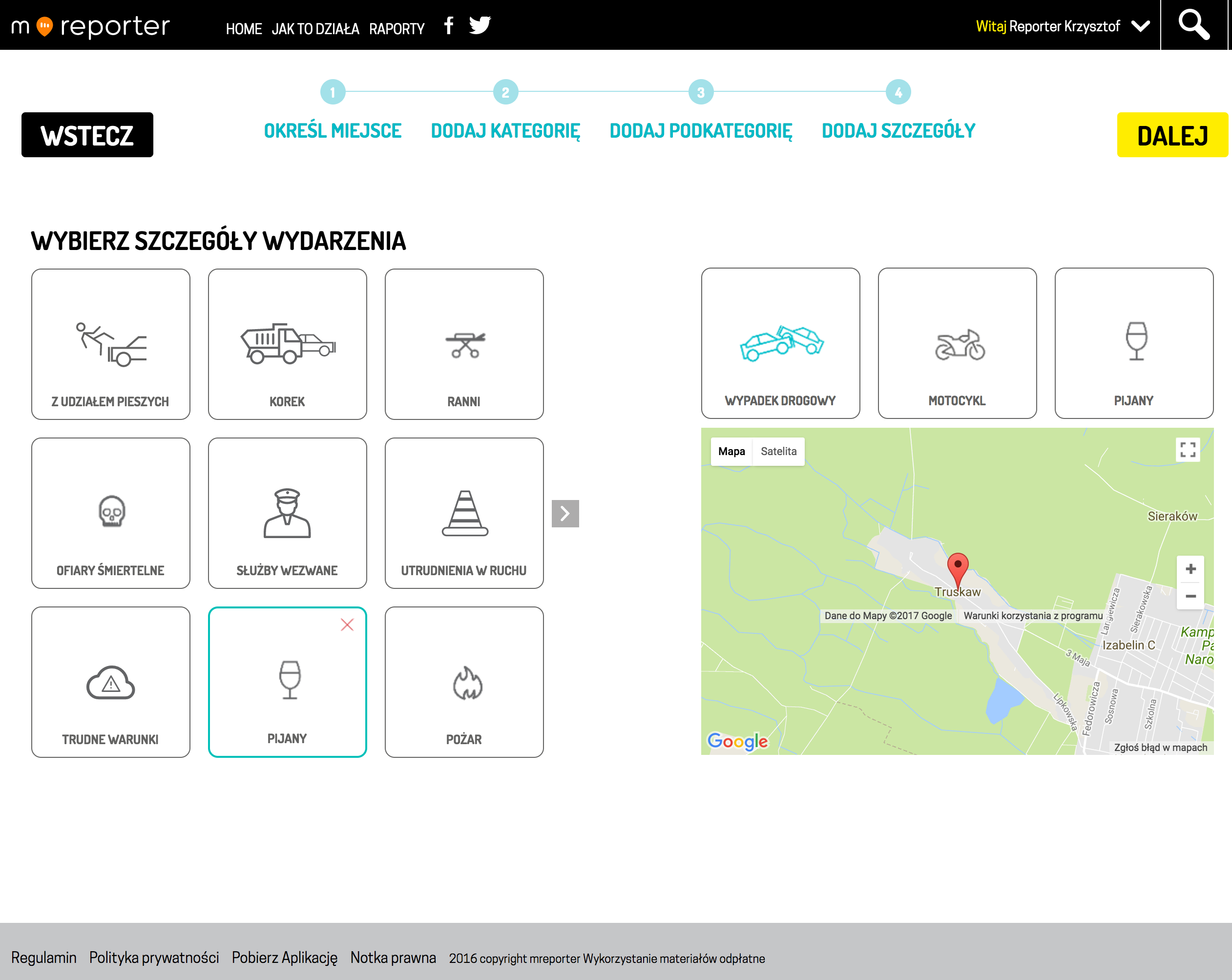 mReporter - dodawanie raportu
